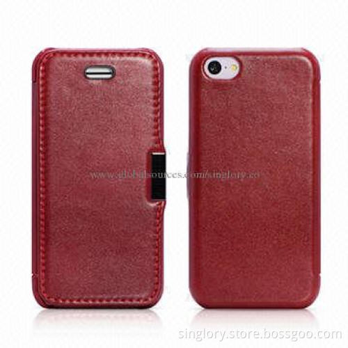 Brand New PU Leather Flip Heat Setting Cases for iPhone 5S, Various Colors Available